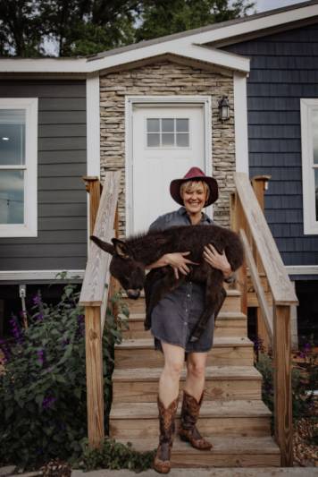 Sara Weldon holding her donky, Cash