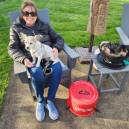 Susan Sims camping at the Vintages Trailor resort - enjoying smores