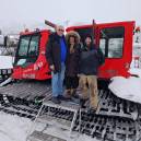 Greg and Susan Sims with the snowcat driver getting ready to take the trip up to the yurt