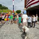 WHITE DOG ON PATIO and OUTDOOR SCULPTURE photos  The American Visionary Art Museum features spectacles inside and outside