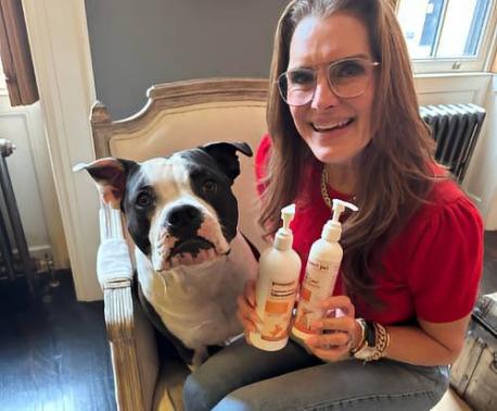 Brook Shields and her pup, Tuzi