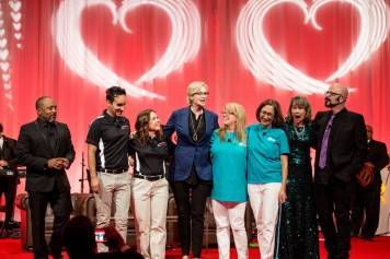 Last year's Innovation Showdown with top winners from ACC of NYC  and  Brandywine SPCA on stage with Shark Tank's Daymond John, Jane Lynch, Susanne Kogut, executive director of the Petco Foundation and Jackson Galaxy.