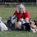 Shannon Spring, Animal Communicator, with four rescue dogs