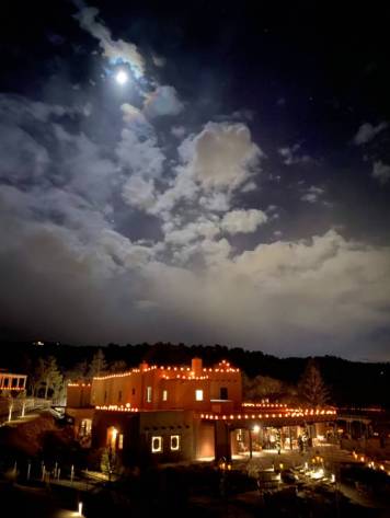 New Mexico Santa Fe Bishops Lodge at night